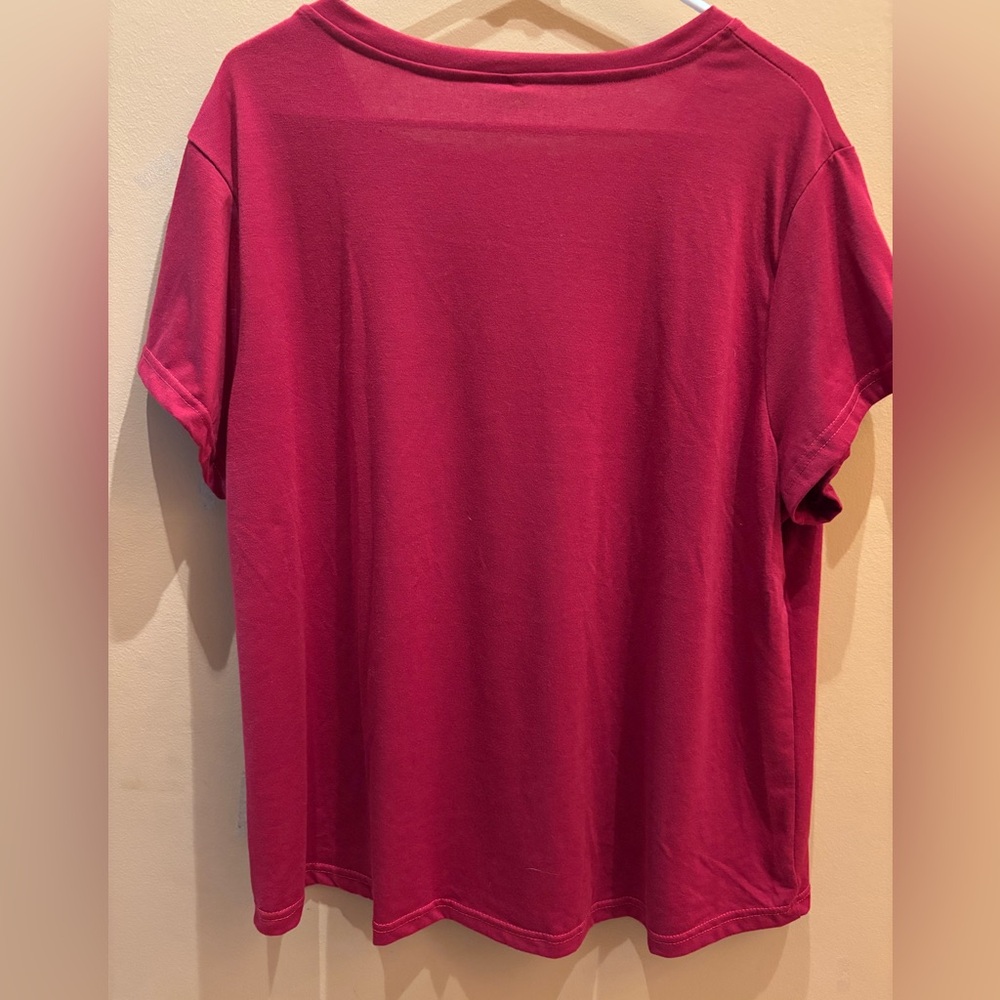 Time for Wine V Neck Red T Shirt Size 2XL - Picture 5 of 6